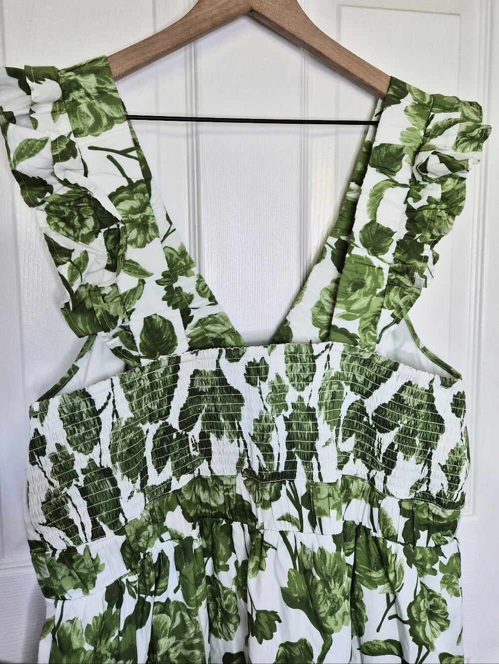 Abercrombie & Fitch Floral Ruffle Mini Sundress Women's XL Green Cottagecore - Picture 8 of 13